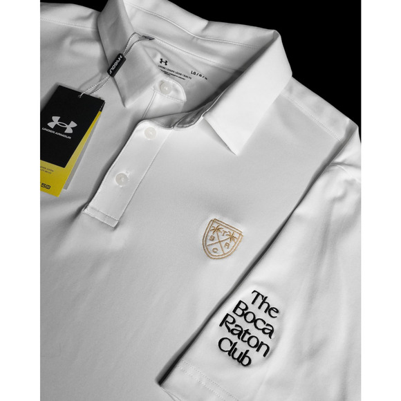 NWT UNDER ARMOUR The Boca Raton Golf Club UPF50 Men's White Polo Medium - Picture 2 of 6